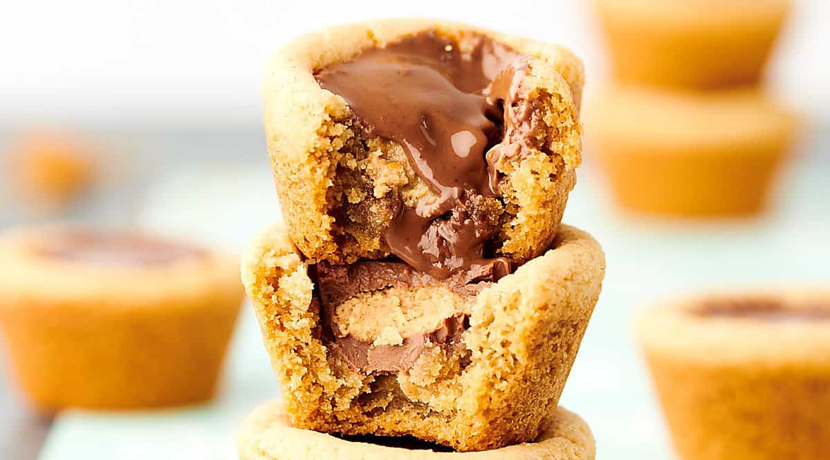peanut butter cup cookies stacked