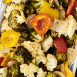 easy roasted vegetables on tray above