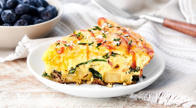 slice of frittata on plate