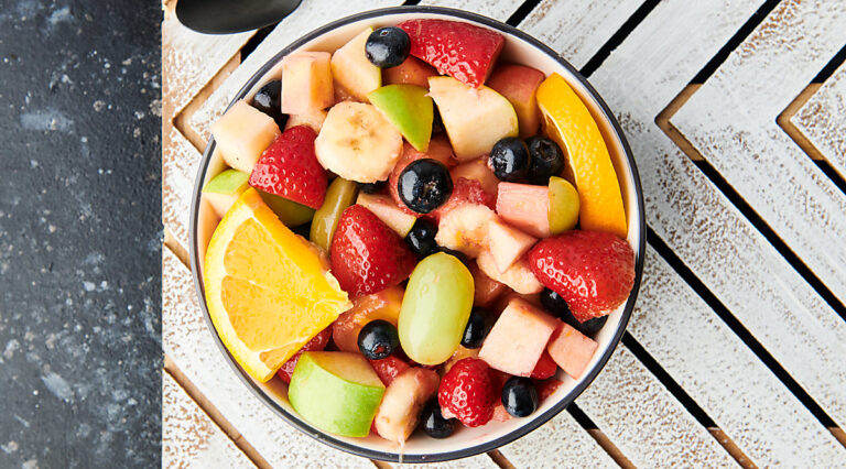 bowl of fruit salad above