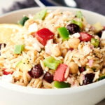 bowl of greek orzo salad