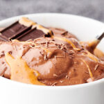 bowl of healthy chocolate peanut butter banana ice cream
