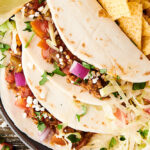 instant pot turkey tacos on plate above