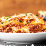 slice of lasagna on plate