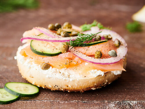 Smoked Salmon Bagel with Lemon & Capers Cream Cheese