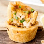 two mini chicken pot pies stacked