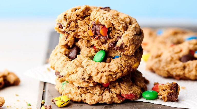 monster cookies stacked