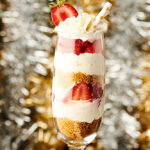no bake champagne cheesecake in champagne flute