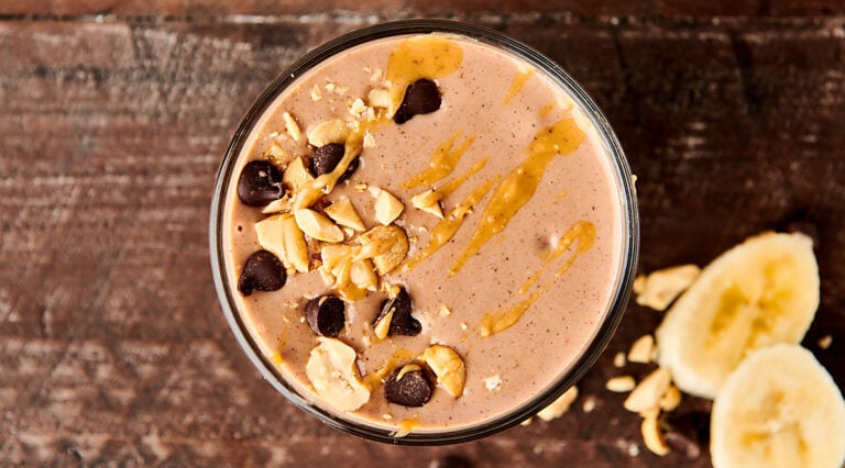 peanut butter banana smoothie above