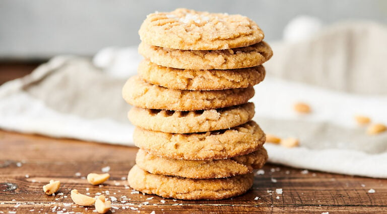 peanut butter cookies stacked