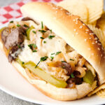 philly cheesesteak on plate