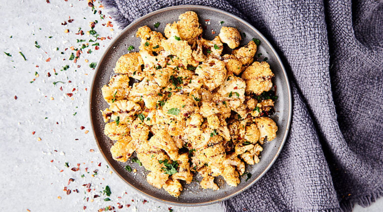 plate of roasted cauliflower above