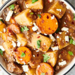 bowl of slow cooker beef stew above
