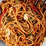 plate of slow cooker lo mein above