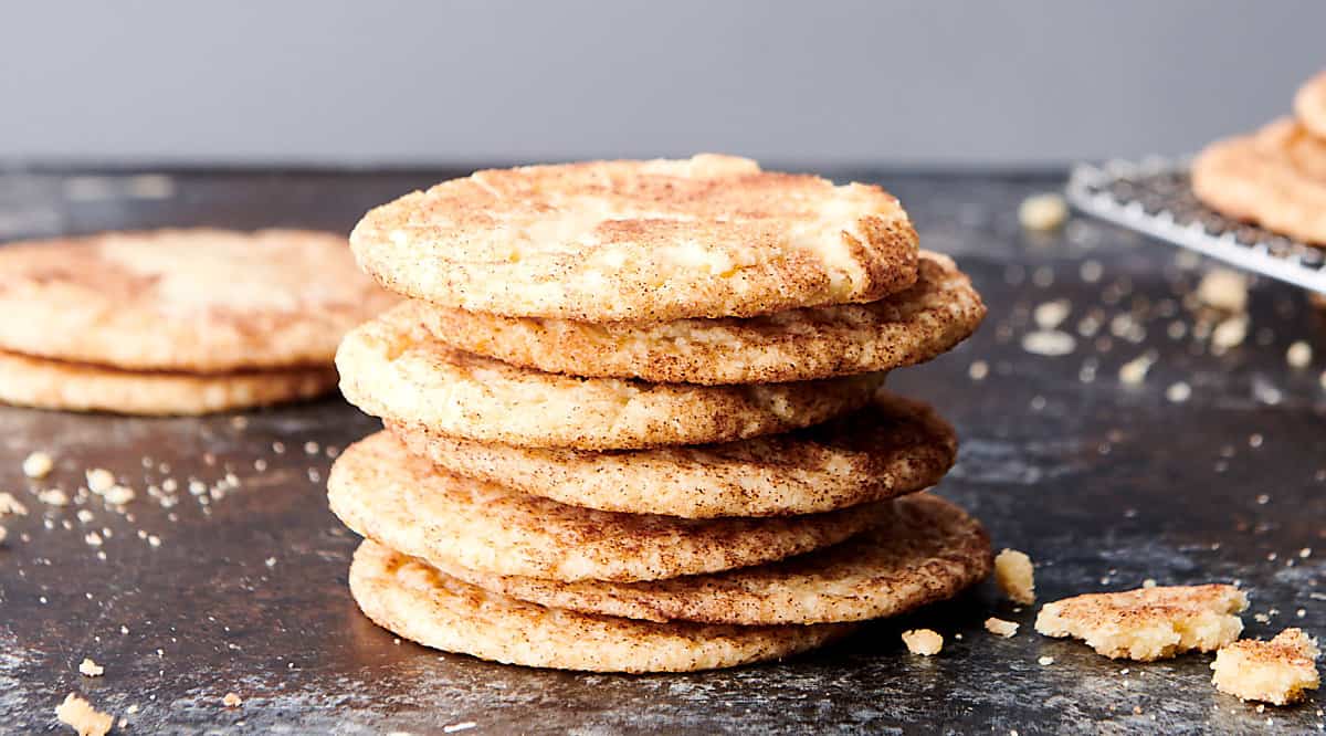 snickerdoodle cookies stacked