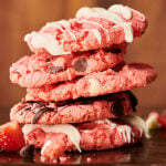 strawberry cake mix cookies stacked