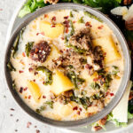 bowl of zuppa toscana above