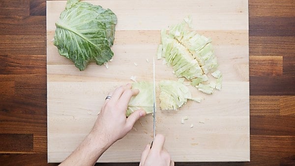 cabbage being cut