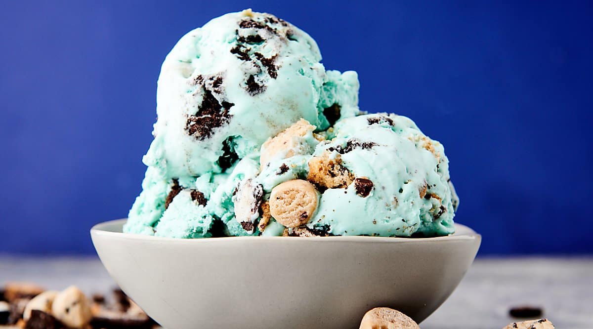 bowl of cookie monster ice cream
