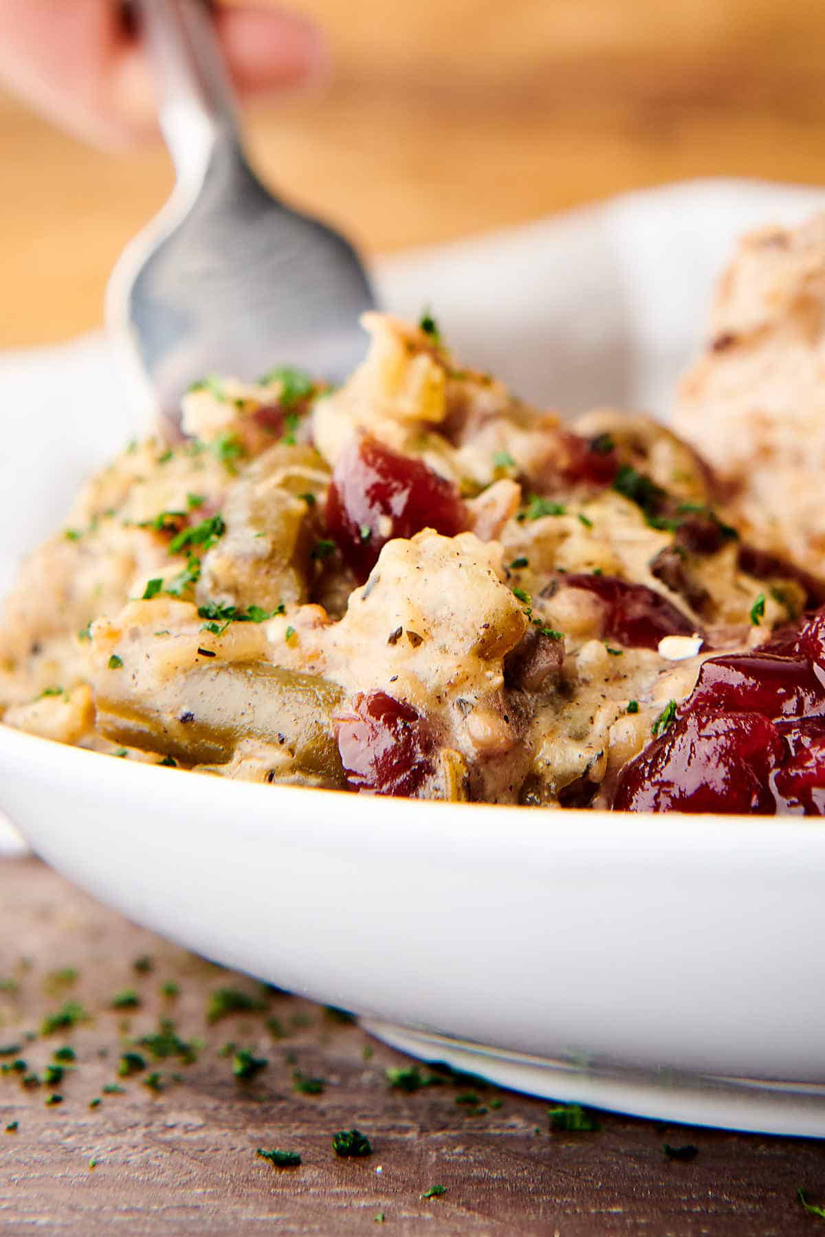 Crockpot Chicken and Stuffing Boxed Stuffing and Frozen Green Beans