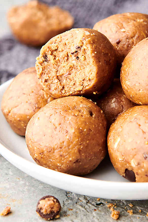 plate of peanut butter protein balls