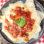 plate of cheese ravioli above