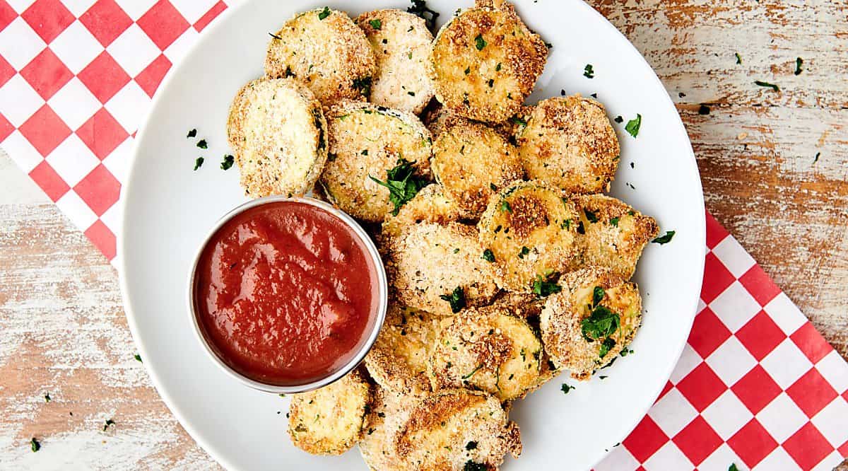 plate of air fryer zucchini above