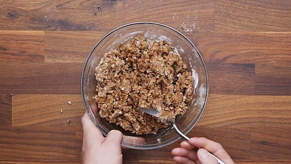 apple cobbler crumble topping in bowl