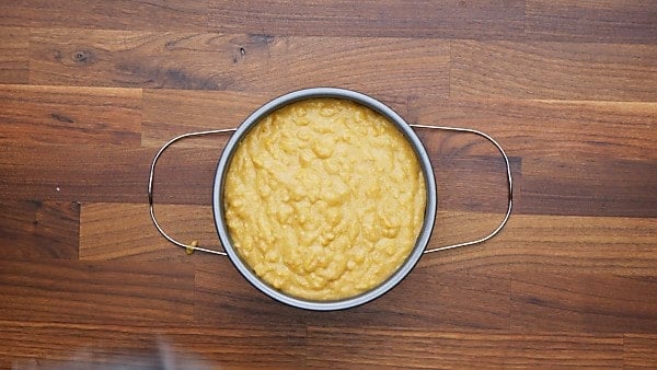 cornbread batter in baking pan