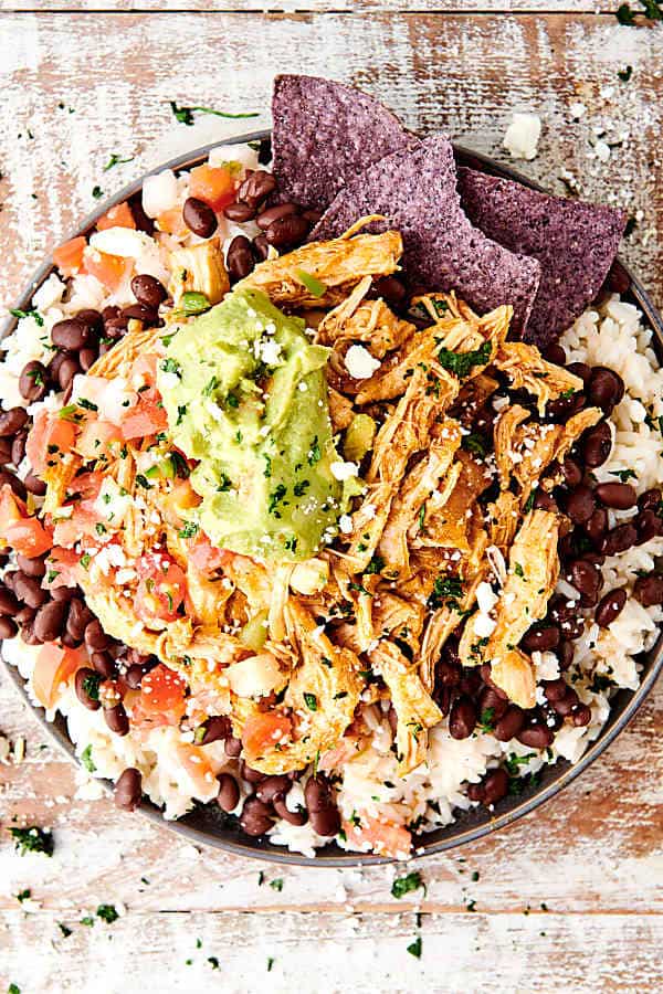 plate of instant pot shredded chicken above