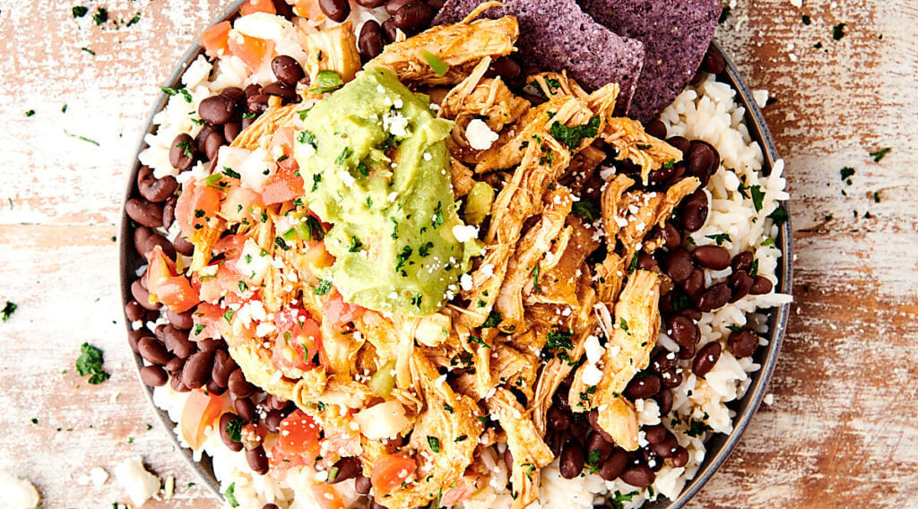 plate of instant pot mexican chicken above