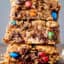 monster cookie bars stacked
