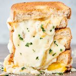 three halves air fryer grilled cheese stacked