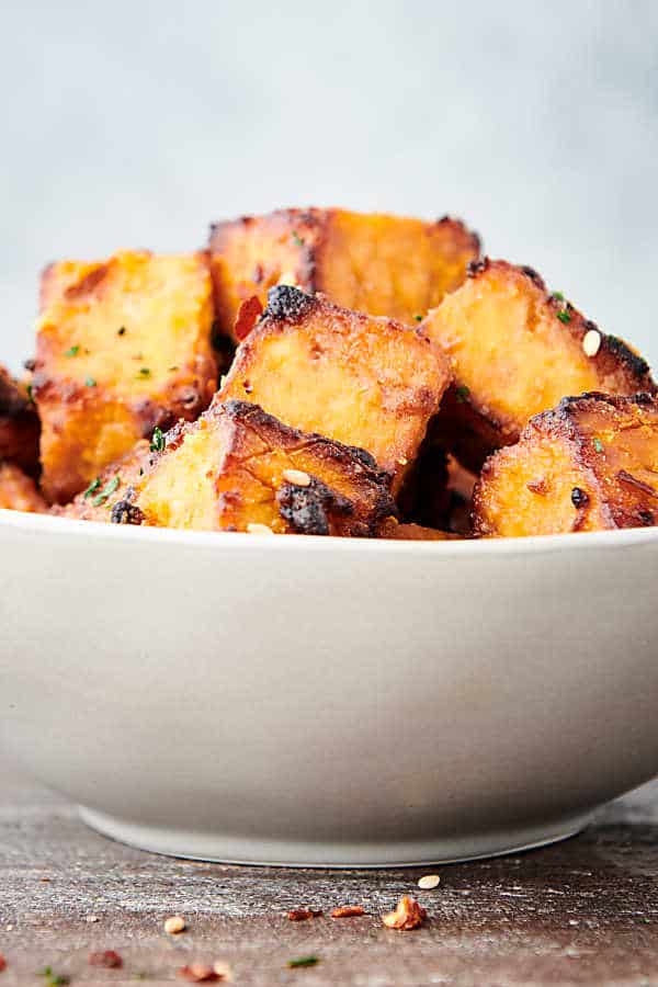 bowl of air fried tofu