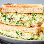 avocado tuna salad sandwich on plate
