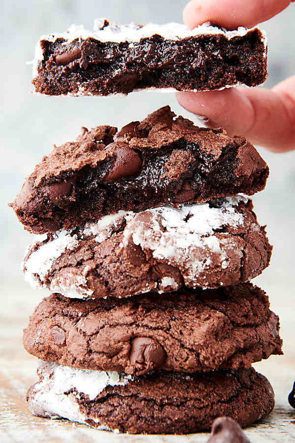 brownie mix cookies stacked