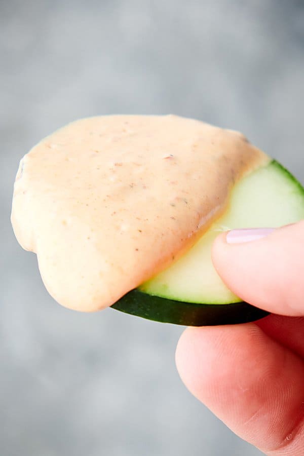 chipotle ranch dressing on cucumber