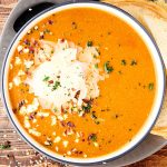 bowl of crockpot tomato soup above