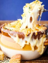 side view of instant pot french onion soup
