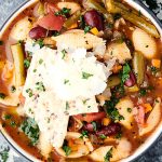 bowl of instant pot minestrone soup above