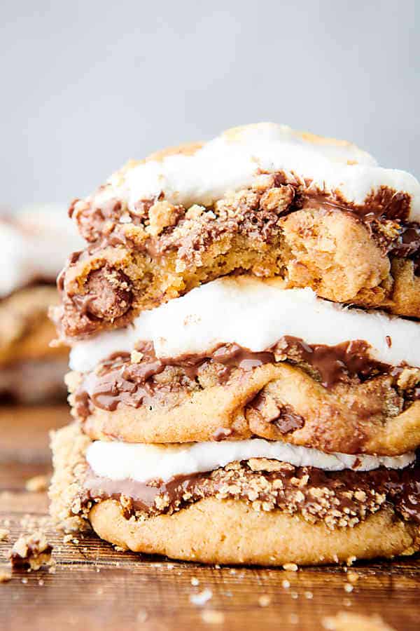 smore cookies stacked