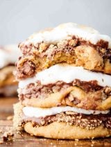 three smores cookies stacked