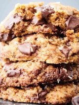vegan chocolate chip cookies stacked