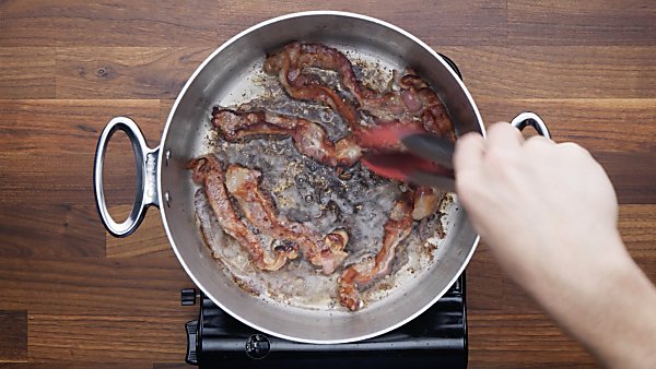 bacon cooked in stockpot