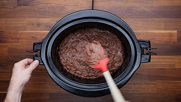 cake batter in crockpot