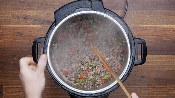 veggies and meat cooked in instant pot