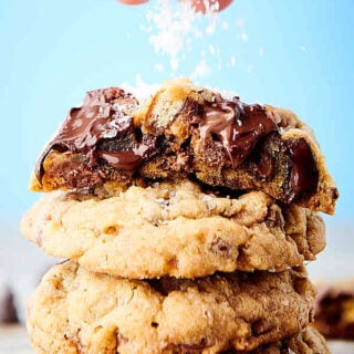 four kitchen sink cookies stacked