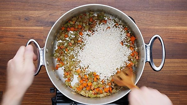 rice added to veggies