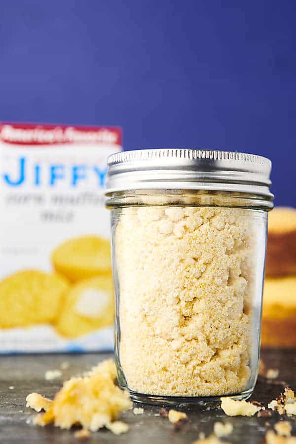 homemade jiffy cornbread mix in a mason jar