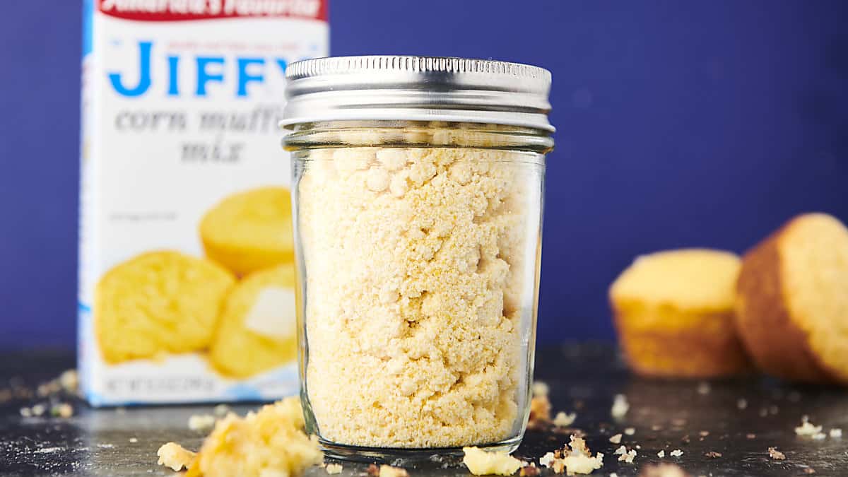 homemade corn muffin mix in a jar